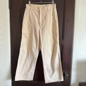 JUNKO SHIMADA Part 2 | 90s Vintage Cream Utility Ankle Length Wide Leg Pants | 9